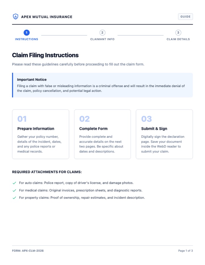 Apex Mutual insurance claim form